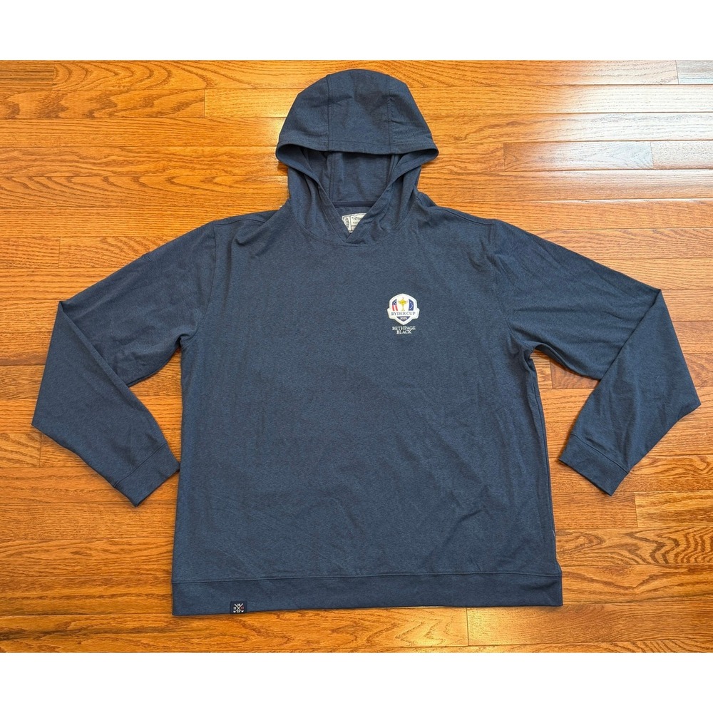 Straight Down Golf Hoodie Mens 2XL Blue Performance Ryder Cup Bethpage Black
